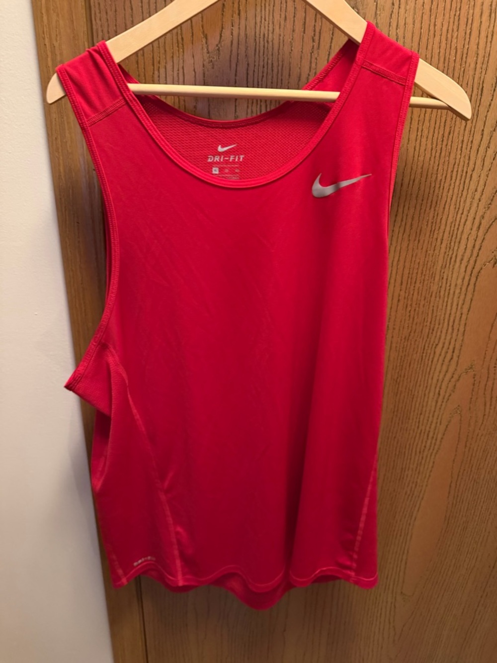 Nike Red Dri-FIT Men's Athletic Tank Top with Silver Swoosh